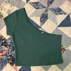 Emerald green one shoulder top